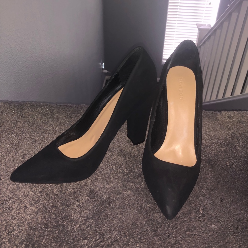 Jet Black Bamboo Heels